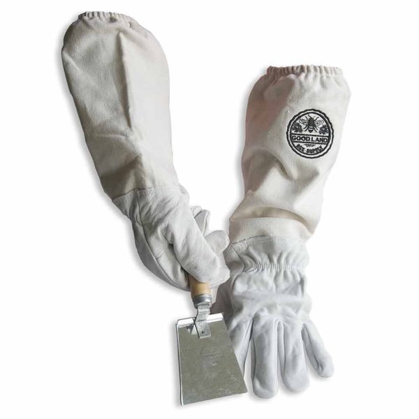 Good Land Bee Supply Natural Cotton and Sheepskin Beekeeping Gloves & Honey Comb Shovel Hive Tool (Medium) GL-GLV-SHVL-MED